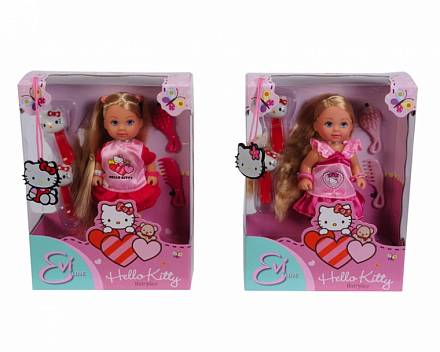 Кукла Еви с длинными волосами, расчески, заколочки из серии «Hello Kitty»